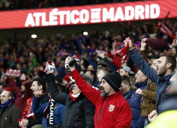 La afición, una vez más, de 10, se fue con tristeza a casa. Fuente: Atlético de M.