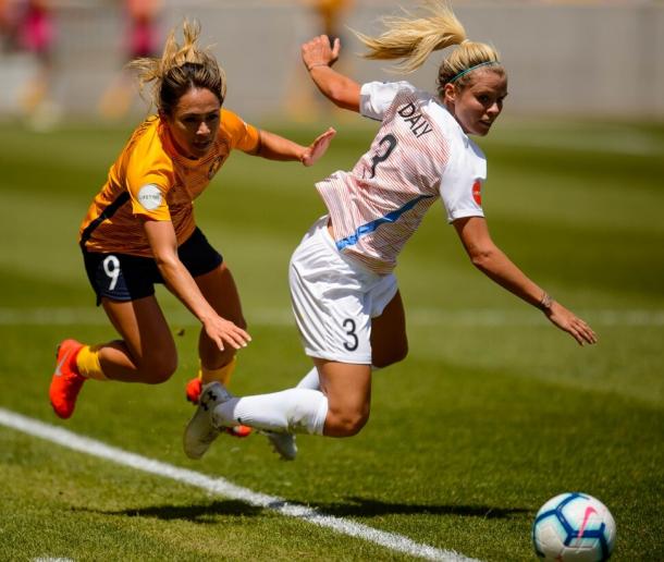 Rachel Daly's running battle with the Utah backline ended in the 90th minute | Source: Trent Nelson-The Salt Lake Tribune