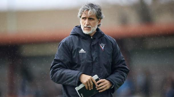 Pablo Alfaro, entrenador del Mirandés. Foto: MARCA. 