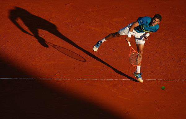 Pablo Carreno Busta of Spain serves against Novak Djokovic of Serbia in his third round match on day five of the Monte Carlo Rolex Masters at Monte-Carlo Sporting Club on April 20, 2017 in Monte-Carlo, Monaco. (Photo by Clive Brunskill/Getty Images Europe) 