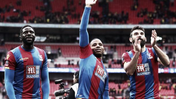 Above: Crystal Palace celebrate after 2-1 victory over Watford in the FA Cup semi-final | Photo: Sky Sports 