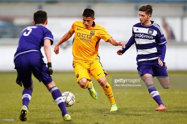 Palencia during a Youth League quarter-final with Anderlecht. Source - Getty Images.