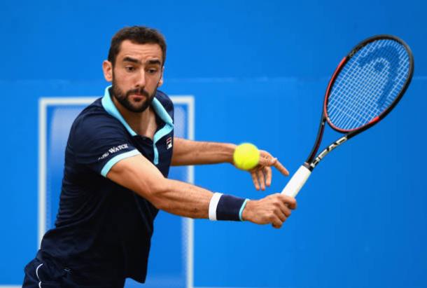 Marin Cilic in action during the Aegon Championships final against Feliciano Lopez (Getty/Patrik Lundin)