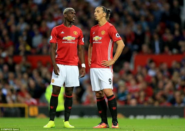 Pogba with Zlatan on his debut | Photo: EMPICS Sport