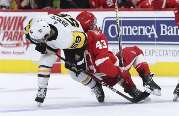 The Detroit Red Wings surprised the Pittsburgh Penguins on this March 27, 2018 game. (AP Photo/Carlos Osorio)