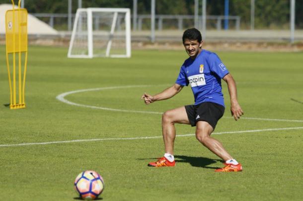 Jonathan Pererira, en una sesión de entrenamiento. | Foto: Real Oviedo