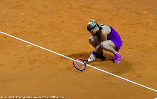 The first set did not go the way Kvitova would have wanted. Photo credit: Jimmie48 Tennis Photography.