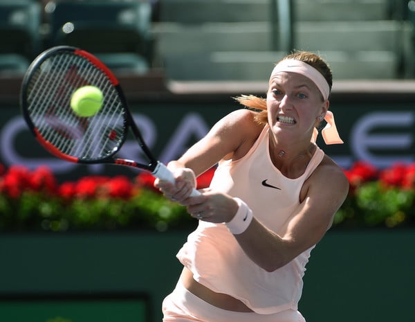 Petra Kvitova's fighting spirit was largely evident throughout the encounter, and allowed her to overcome several spells of inconsistencies to prevail | Photo: Kevork Djansezian/Getty Images North America