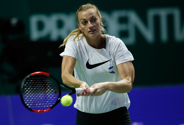 Petra Kvitova practices in the Singapore Indoor Stadium prior to the tournament | Photo: Yong Teck Lim/Getty Images AsiaPac