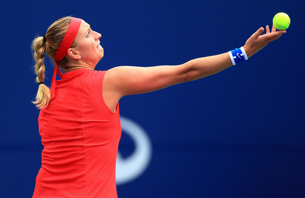 Petra Kvitova serves during her first round match | Photo: Vaughn Ridley/Getty Images North America