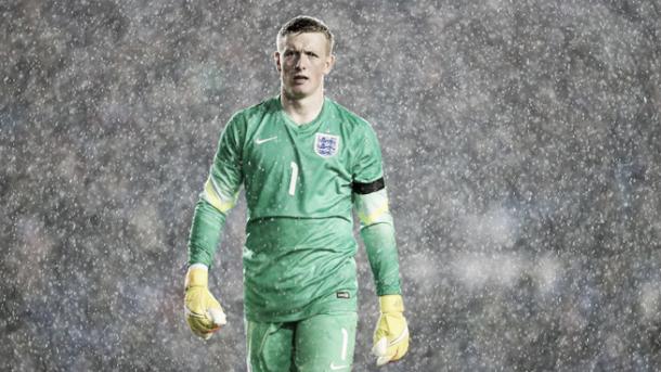 Pickford was in action for England U21s. (Picture: Getty)