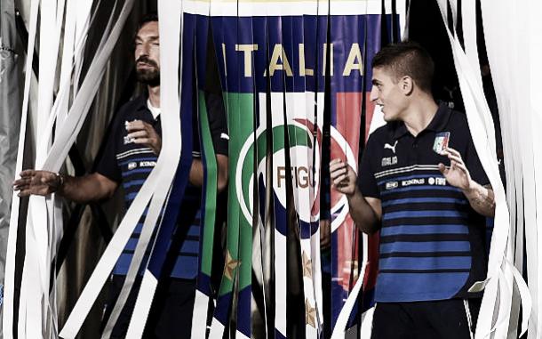 Pirlo e Verratti a serviço da Seleção Italiana (Foto: Claudio Villa/Getty Images)