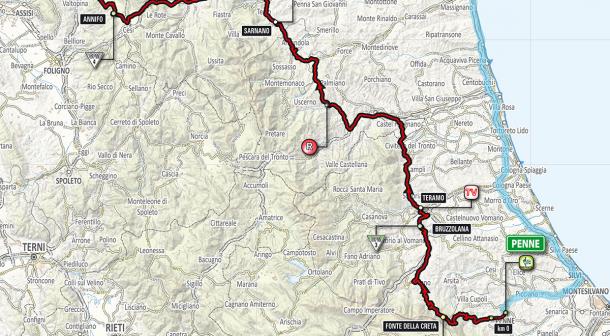 Planimetría etapa 10: Penne - Gualdo Tadino | Foto: Giro de Italia