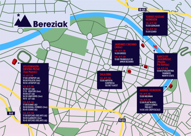 Plano de los escenarios del BBK Live Bereziak en Bilbao/ Fuente: web oficial de BBK Live