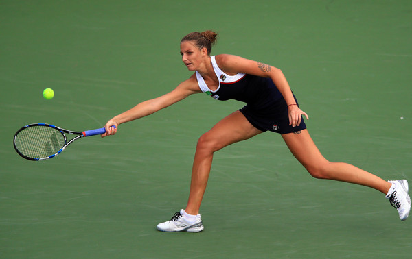 Pliskova lunges for a forehand during her quarterfinal in Toronto. Photo: Vaughn Ridley/Getty Images