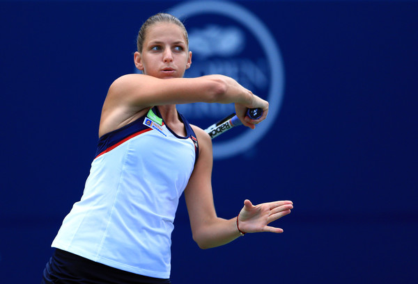 Pliskova follows through on a forehand in Toronto. Photo: Vaughn Ridley/Getty Images