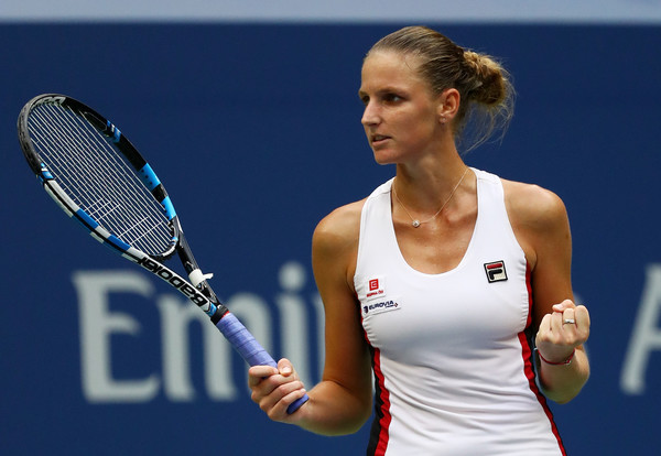 Pliskova pumps her fist during the final of the US Open. Photo: Al Bello/Getty Images