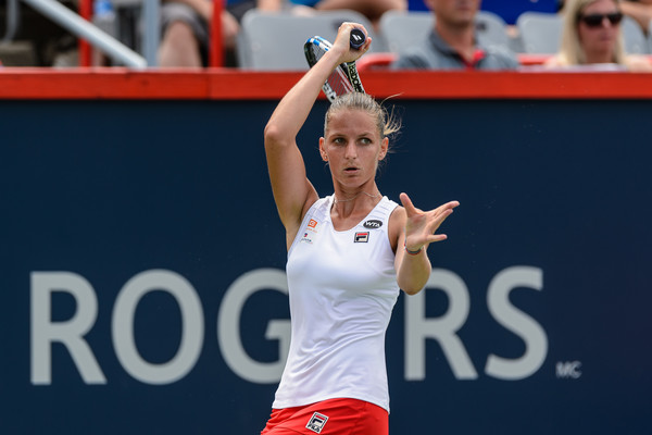 Karolina Pliskova hits a return last year in Montreal. Photo: Minas Panagiotakis/Getty Images