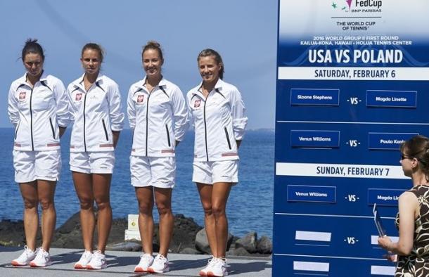 The Radwanskas-less Poland Team prior to the tie against the USA. Photo: Fed Cup