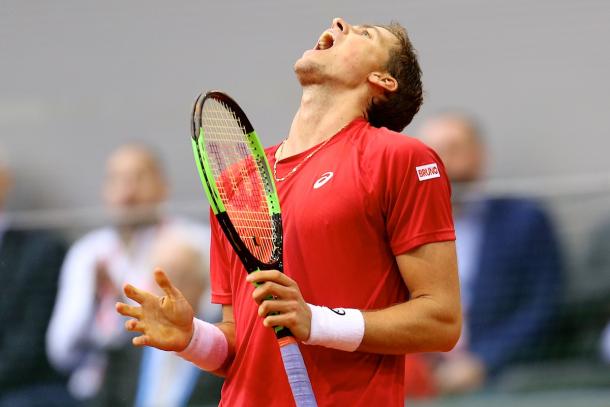 Vasek Pospisil expresses his frustration during his loss to Coric. Photo: Tennis Canada