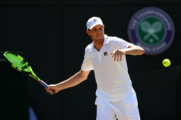 Sam Querrey lines up a forehand during his quarterfinal loss. Photo: Julian Finney/Getty Images