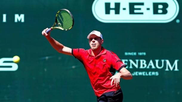 Sam Querrey on Tuesday in Houston. Photo: Aaron M. Sprecher/ROCC