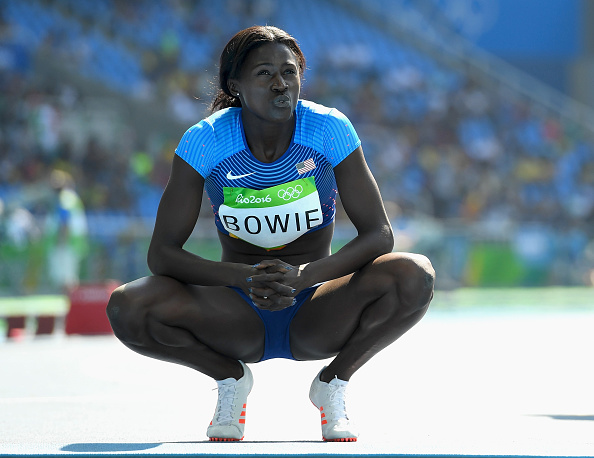 Tori Bowie after her heat in the 200-meters (Getty/Quinn Rooney)