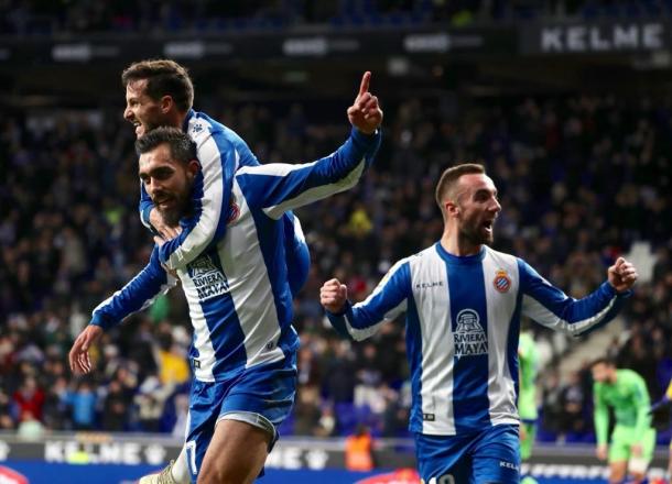 Los pericos, celebrando el gol de Borja Iglesias | Foto: RCDE