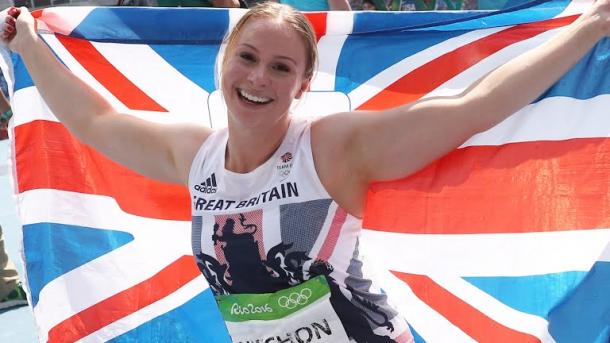 Hitchon celebrates her incredible achievement. (Photo: Rio 2016)