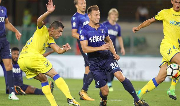 Pucciarelli haciendo el gol del empate contra la Lazio / Foto: Chievo Verona oficial