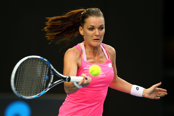 Radwanska drills a forehand during her second round match. Photo: Mark Kolbe/Getty Images