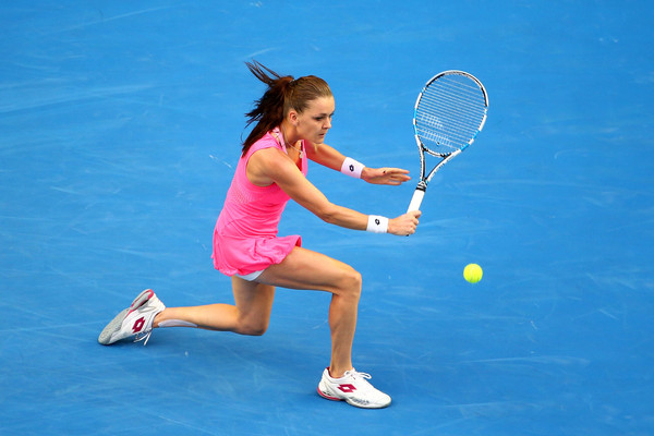 Radwanska plays a backhand during her second round match. Photo: Scott Barbour/Getty Images