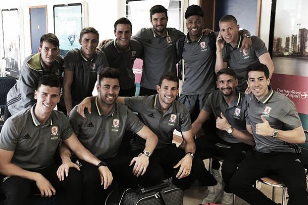 Ramirez was pictured with the Boro squad on the way to Marbella on Monday