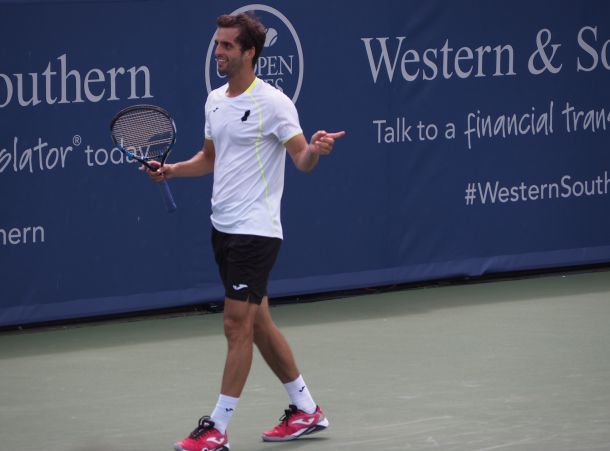 Albert Ramos-Vinolas reacts to losing a point during the first set tiebreak. Photo: Noel Alberto