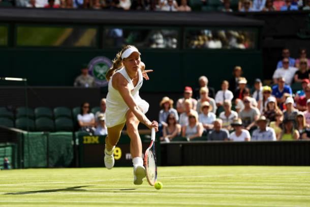 Johanna Larsson's quest for a first ever win at Wimbledon continues following her defeat (Getty/David Ramos)