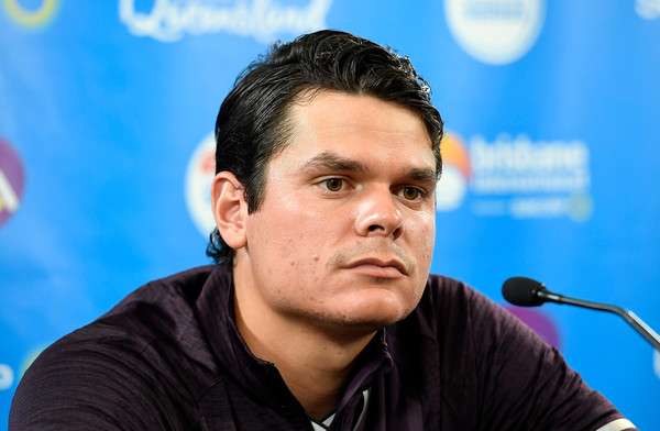 Milos Raonic looks on during a press conference in Brisbane. Photo: Bradley Kanaris/Getty Images