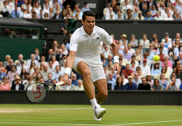Raonic moves in on a forehand during his semifinal win. Photo: Shaun Botterill/Getty Images
