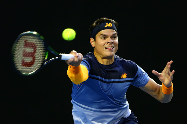 Milos Raonic drills a forehand during his semifinal on Friday. Photo: Quinn Rooney/Getty Images