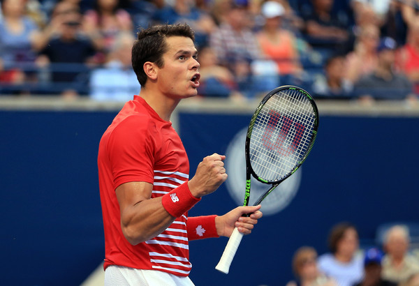 Raonic pumps celebrates a point during his third round win at the Rogers Cup in July. Photo: Vaughn Ridley/Getty Images