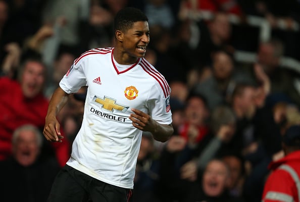 Rashford celebrates his sublime goal | Photo: Catherine Ivill - AMA