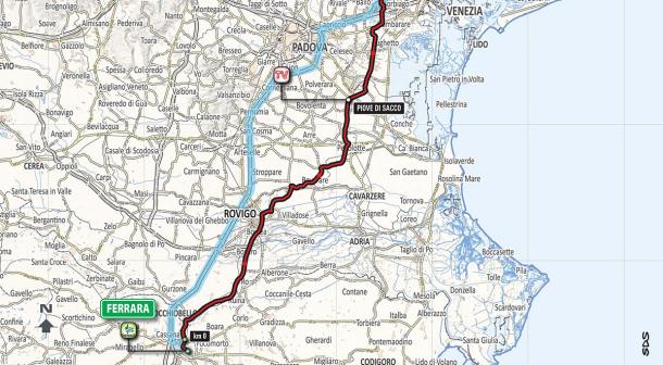 Recorrido etapa 13 Giro de Italia: Ferrara - Nervesa della Battaglia | Foto: Giro de Italia