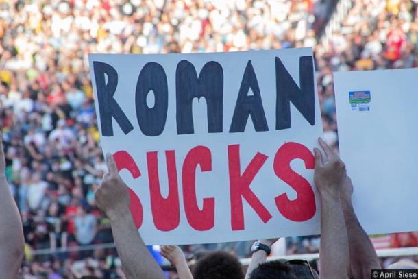 Fans haven't taken to Reigns' main event push. Photo- www.cultofwhatever.com