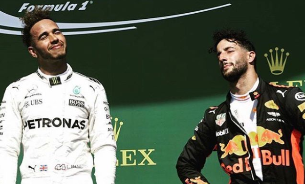 Hamilton y Ricciardo en el podio del GP de Canadá en 2017 / Fuente: Instagram (@danielricciardo)