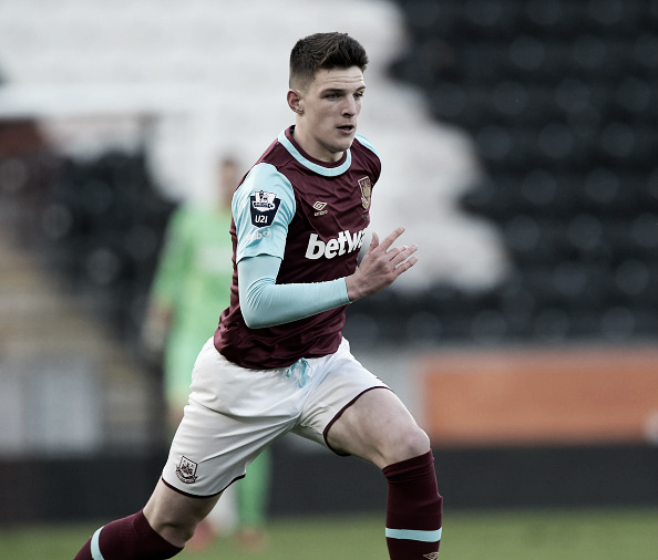 Above: Declan Rice in action for West Ham United's U21 side | Photo: Getty Images 