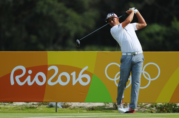 Rickie Fowler hits a tee shot during a practice round at the Olympics/Photo: Scott Halleran/Getty Images