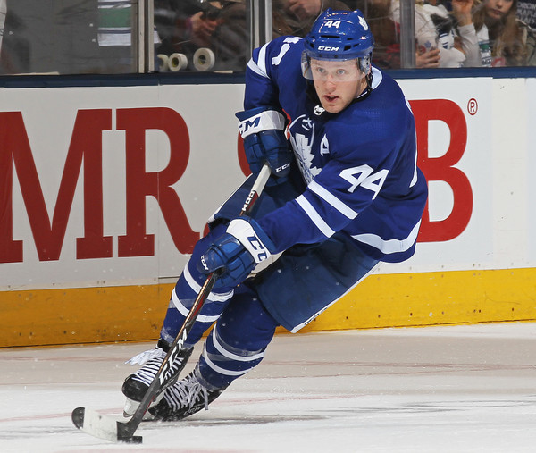 Morgan Rielly is the leader of Toronto's young, speedy, puck-moving defense that needs to clean up some mistakes. Photo: Claus Andersen/Getty Images