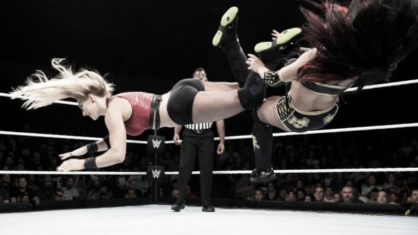 Ripley hits a perfect dropkick. Photo-WWE.com