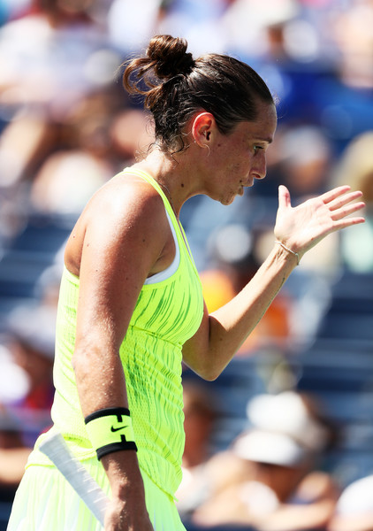 Roberta Vinci reacts after winning a point during her third-round match against Carina Witthoeft at the 2016 U.S. Open. | Photo: Al Bello/Getty Images North America