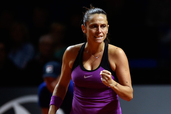 Roberta Vinci celebrates winning a point in Stuttgart last year | Photo: Dennis Grombkowski/Bongarts