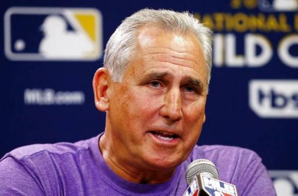 Black addresses the media before Wednesday night's wild card game/Photo: Ross D. Franklin/Getty Images